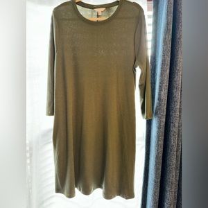 Time & Tru Green Crew Neck Long Sleeve Pocket Dress Women's X-Large XL